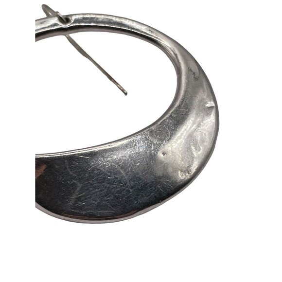 Sterling Silver Plated Abstract Open Hoop Earrings Pierced Signed Israel - Picture 8 of 14
